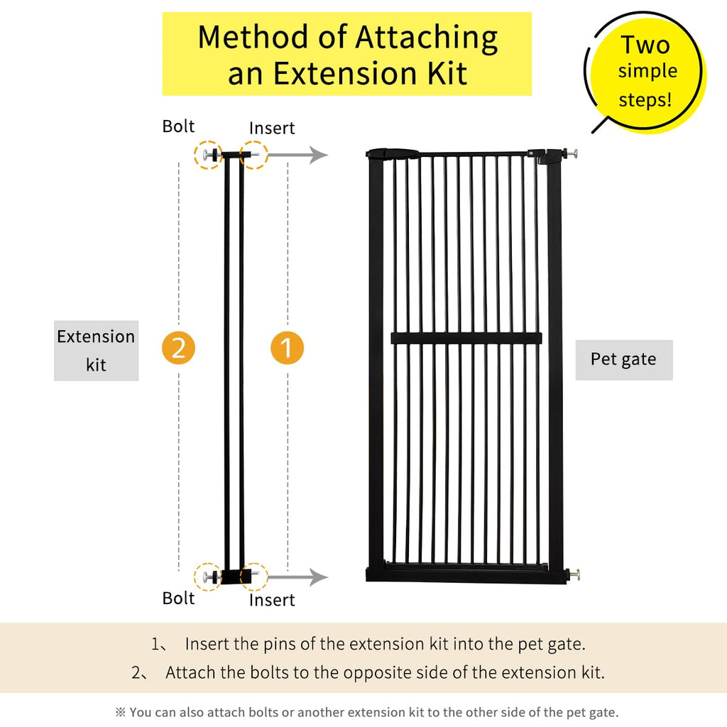 Lumizone 55.12" Extra Tall Pet Gate Extension Kit 4.13" Wide Black