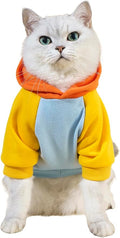 QWINEE Basic Dog Hoodie Sweatshirt Puppy Sweater Warm Cat Costumes Pet Clothes for Chihuahua Puppy Kitten Small Medium Dogs Orange and Blue Large