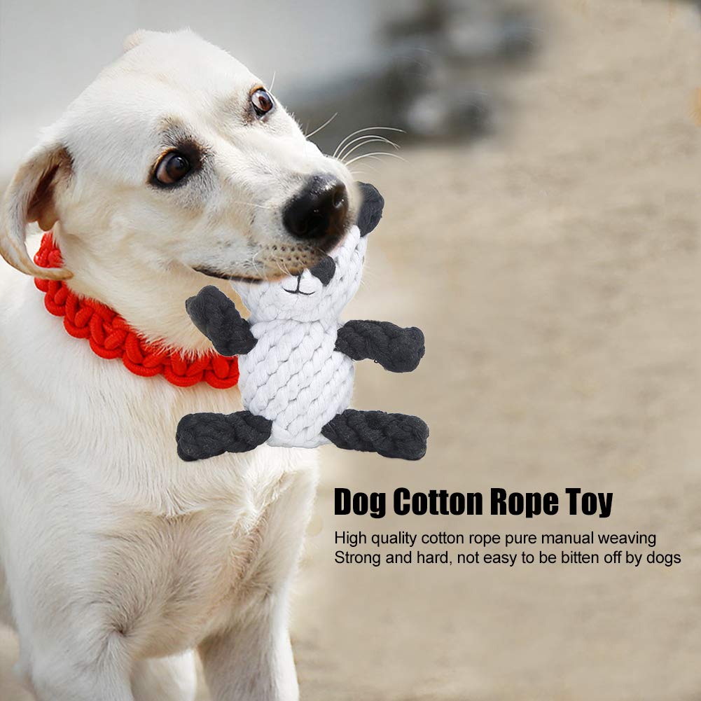 ZAICOLER Pet Cotton Rope Biting Chewing Molar Toy, Cartoon Animal Shape & Pure Manual Weaving, Dog Rope Toys with Strong and Hard, Grind and Clean Teeth, Relieve Pressure (Panda)