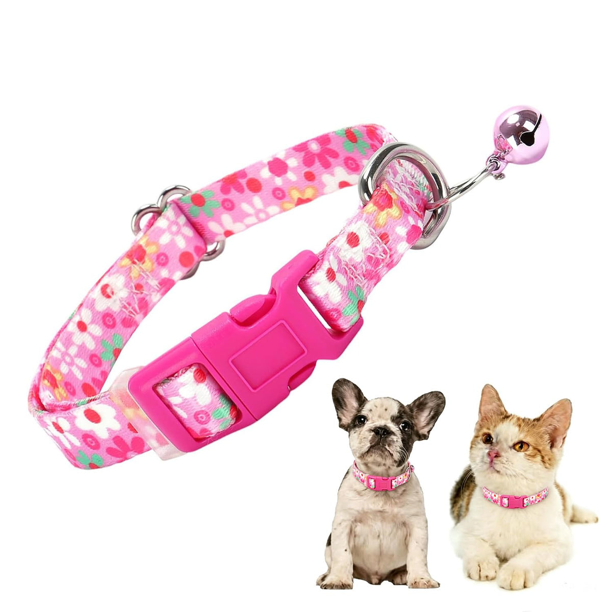 XS XXS Dog Collar with Bell Girls,Pink Kitten Puppy Collar with Buckle