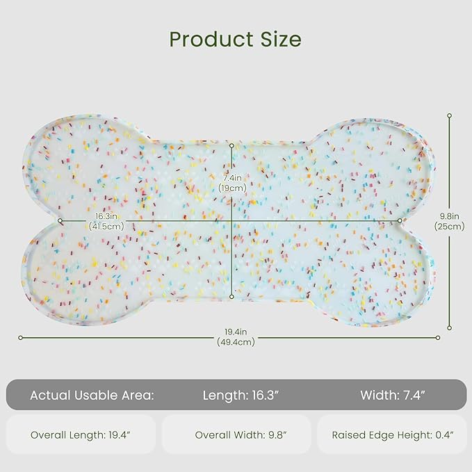 PWTAA Dog Food Mat Anti-Slip Silicone Dog Bowl Mat Thicker Pet Placemat Waterproof Cat Feeder Pad with Raised Edge Puppy Kitten Feeding Mats Suitable Small Medium-Sized Dogs Cats Eating Tray