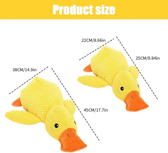 2025 Upgraded Dog Toys, New Durable Calming Duck Toys, Dog Toys for Aggressive Chewers with Soft Squeaker, Fun for Indoor Puppies and Senior Pups (Yellow, L-11.4 * 13.5in)