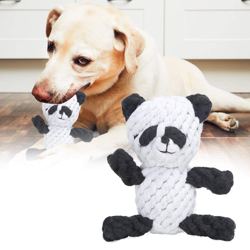 ZAICOLER Pet Cotton Rope Biting Chewing Molar Toy, Cartoon Animal Shape & Pure Manual Weaving, Dog Rope Toys with Strong and Hard, Grind and Clean Teeth, Relieve Pressure (Panda)