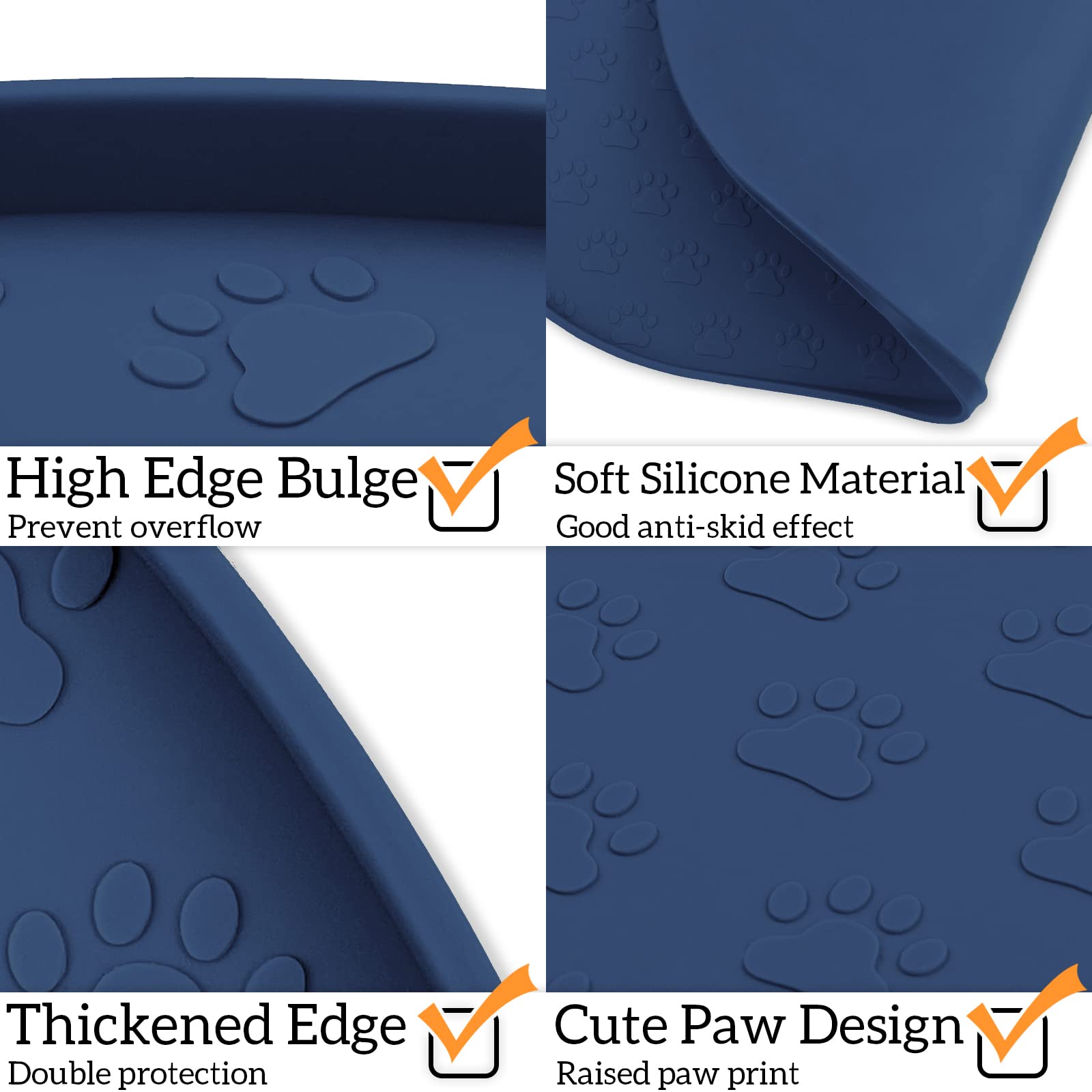 KPWACD Dog Food Mat Anti-Slip Bowl Mats, High-Lips Waterproof Pet Placemat