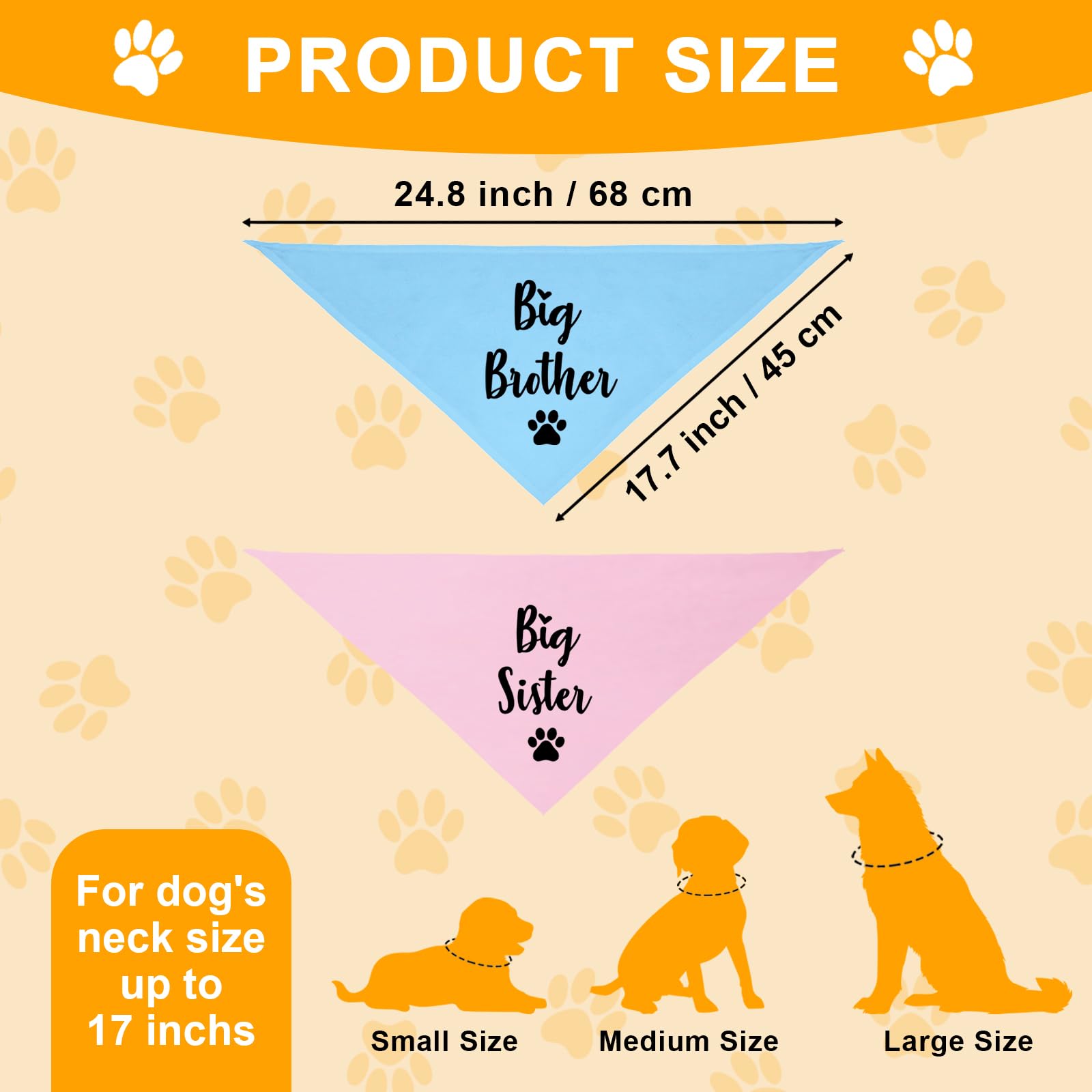 Big Sister and Big Brother Pet Dog Bandana, Triangle Scarf for Small Medium Large Dogs, Baby Announcement Gender Reveal Photo Prop Pet Scarf for Dog Lover, 2 Packs