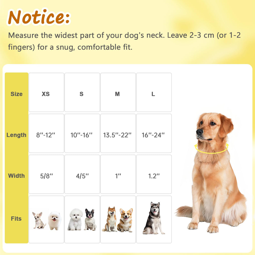 Astdogio Yellow Dog Collar for Small Dogs, Spring & Summer Theme Small Dog Collars Featuring Bee Pollinating White Flowers Pattern, Adjustable Cotton Collar for Girl Boy Dogs -S