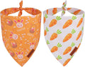 PTDECOR Easter Dog Bandana 2 Pack, Reversible Rabbit Carrot Dog Scarf, Multi Size Offered, Yellow White Easter Bandanas for Extra Large Dogs (X-Large)