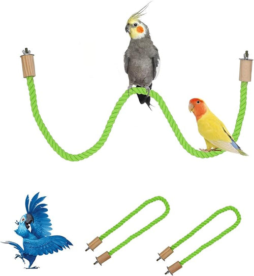 2 Pack Bird Hemp Rope Perch Swing, Bird Cage Stand Pole Accessories, Paw Grinding Standing Climbing Perch for Parrot, Parakeet, Budgies, Lovebirds(23.62"/60 cm)