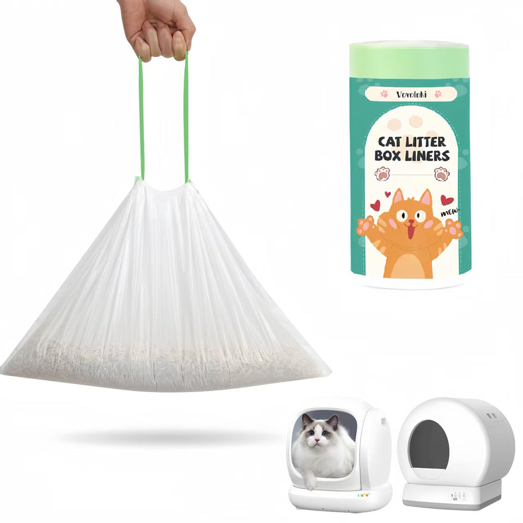 20 Count Cat Litter Box Liners Bag Compatible with Meo Want Self-cleaning Cat Litter Box MW-SC01 MW-SC02 MW-LR01, Leak-Proof Drawstring Bags - Heavy Duty Replacement Liners 18" x 12.6"