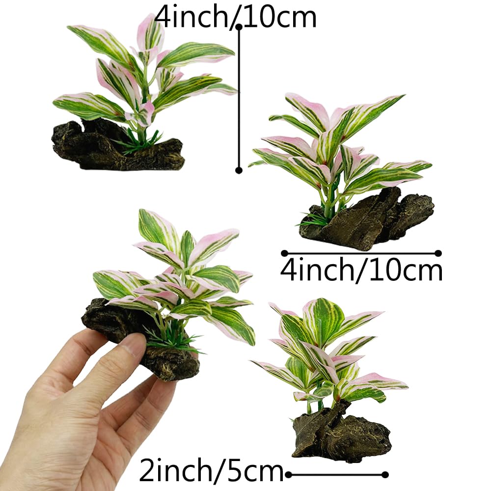 Smoothedo-Pets Fish Tank Decorations Aquarium Decor Ornaments Betta Pink Leaf pad Hammock Artificial Driftwood Goldfish Bowl Accessories (Light Pink Set)
