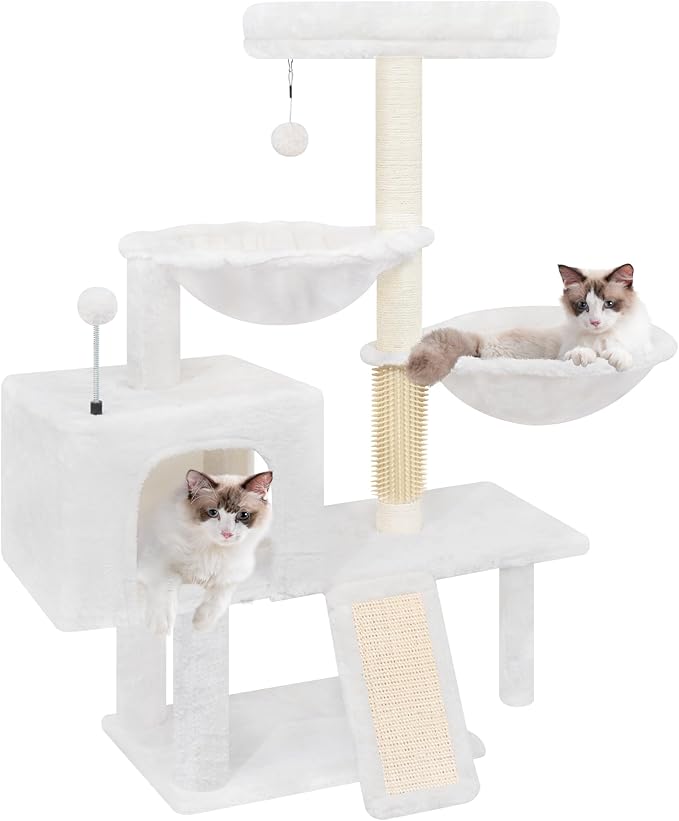 ROYPET 3-Tier Grey Cat Tree Tower with Hammocks (Beige, 39.4'')