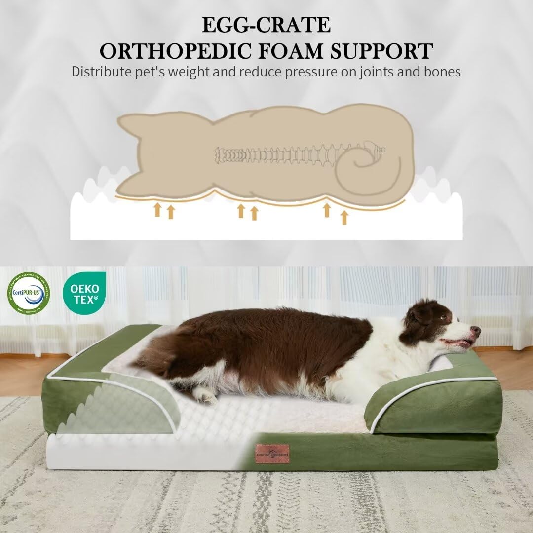 Comfort Expression Orthopedic Dog Bed for Extra Large Dogs with Bolster