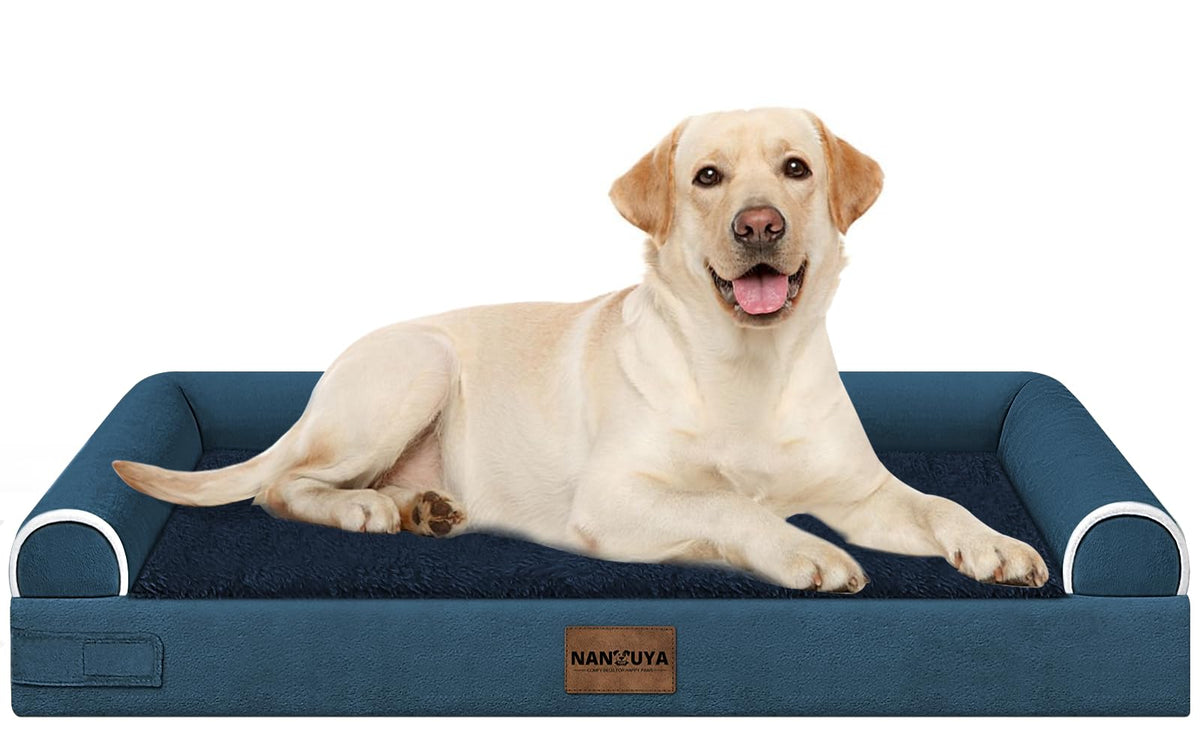NANUYA Orthopedic Dog Bed for Jumbo Dogs, 48 x 33 Inch, Light Grey