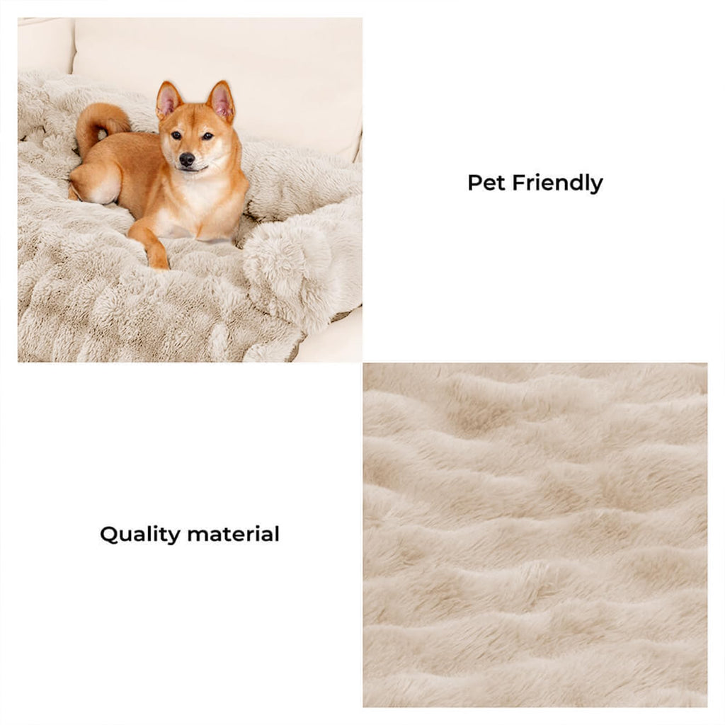 FUNNY FUZZY Dog Couch Bed, Calming Luxurious Dog Sofa Bed Cover Washable