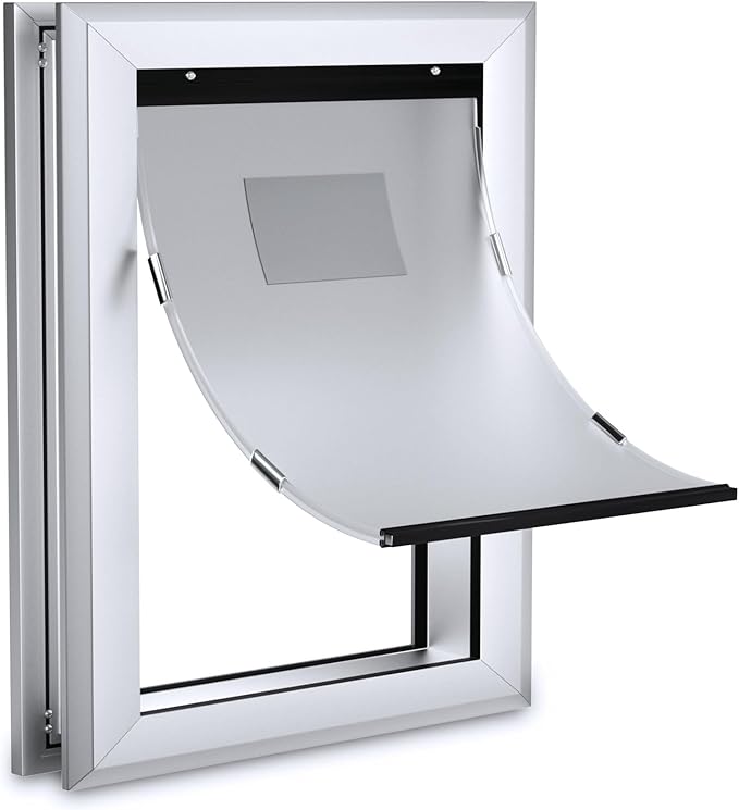 Ownpets Aluminum Dog Door for Medium Dogs, Lockable & Weatherproof