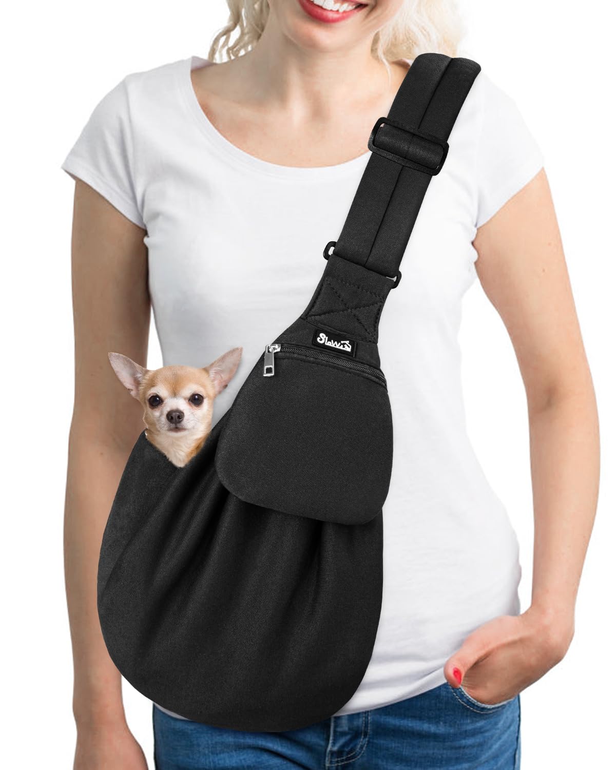 SlowTon Dog Carrier Sling - Thick Padded Shoulder Strap Adjustable, DGY S