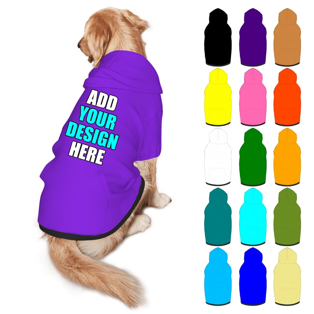 Mynvzrk Custom Dog Clothes with Photo Name Logo Personalized Dog Sweaters for Small Medium Large Dogs Breathable Warm, Navy, XL