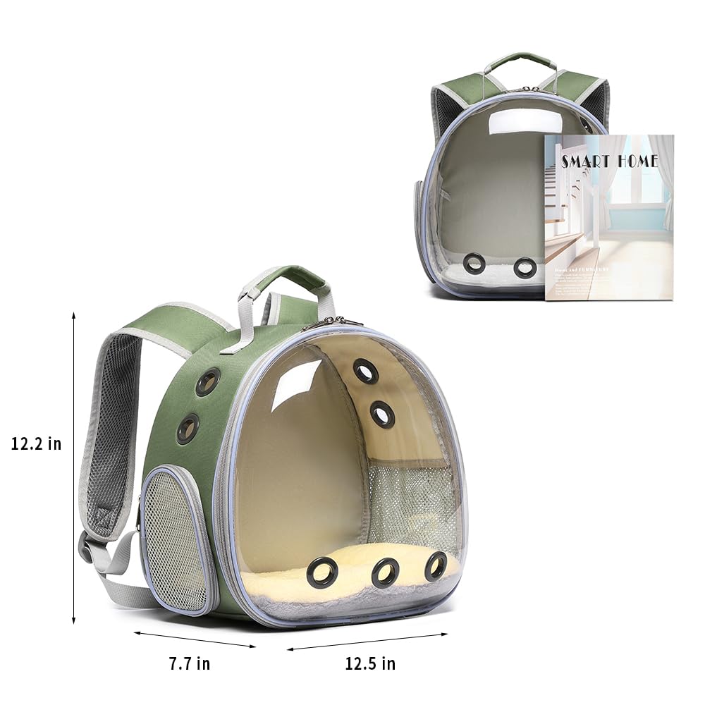 Bunny Carrier, Guinea Pig Carrier,Small Animal Carrier Backpack for Rabbit,Bearded Dragon, Lizard,Hamster,Kitten. Breathable Pet Travel Cage Bag (Army Green)