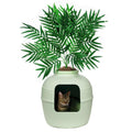 Good Pet Stuff Original Hidden Litter Box Planter, Decorative Cat Litter Enclosure, Carbon Filter, Faux Plant, Round Design, Easy to Clean, Base Kit, Palm Plant, Mint Green