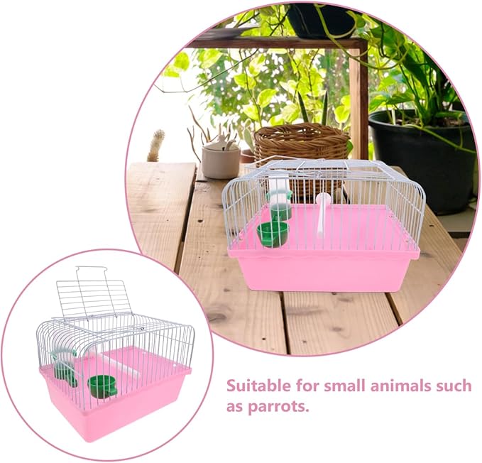 Portable Bird Travel Cage for Small Birds Parrots Lovebirds with Perch Food Box Water Dispenser 9.29X6.57X9.29 Inches