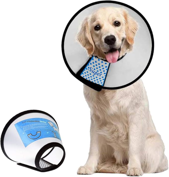 Supet Dog Cone Collar After Surgery to Stop Licking: Adjustable Recovery Elizabeth Collar Alternative for Large Medium Small Dogs, Plastic Pet Head Neck Cone (S)