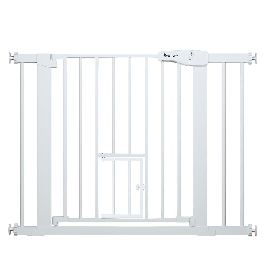 COMOMY Auto Close Pet Gate with Cat Door, 29.5"-40.5" Dog Gate for House