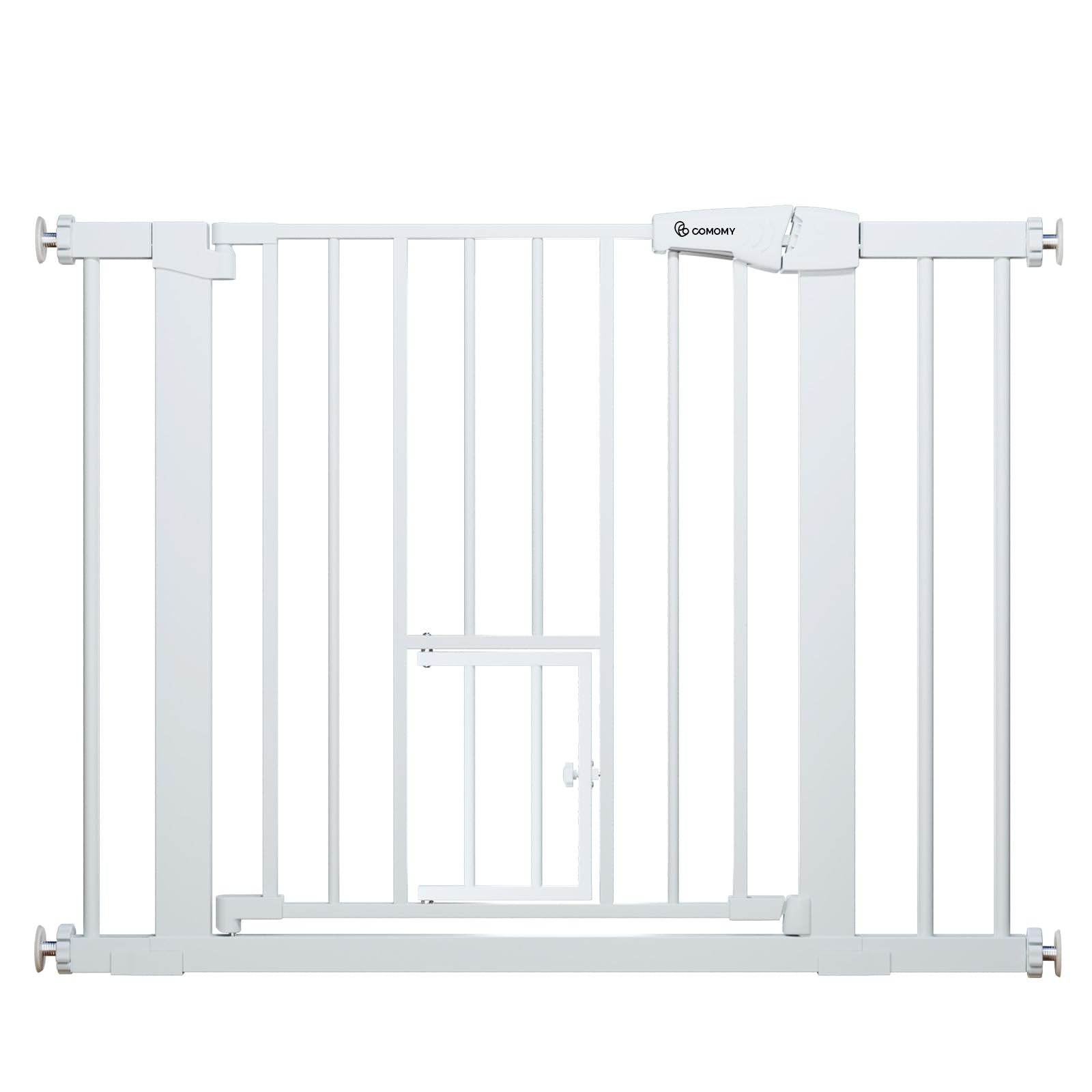 COMOMY Auto Close Pet Gate with Cat Door, 29.5"-40.5" Dog Gate for House