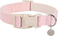 DOGWONG Cotton Pink Dog Collar Adjustable Soft Natural Fabric Pet Cute Wedding Puppy Necklace for Medium Large Dogs