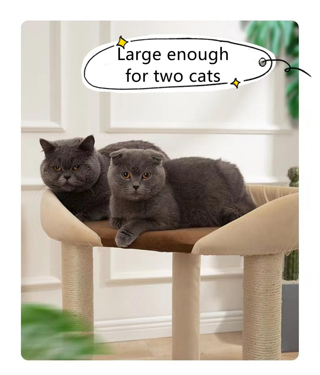 SHENGOCASE Modern Cat Tree Tower with Extra Large Platform Perch Bed for Maine Coon and Big Couch Sofa for Multiple Cats