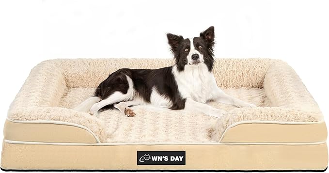 Orthopedic Dog Beds for Large Dogs, Memory Foam Dog Bed, Dog Sofa(Beige, L)