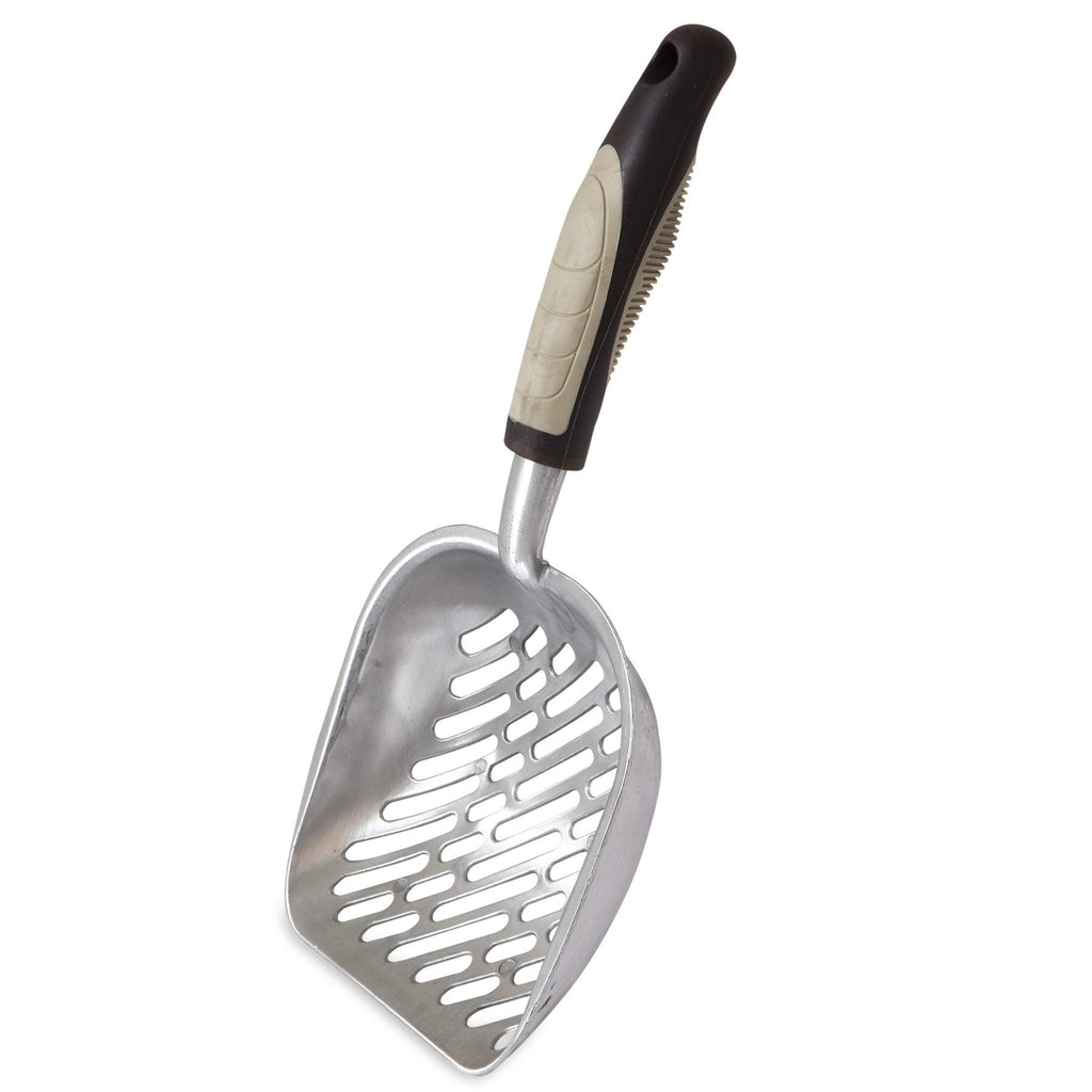 Petmate Metal Cat/Kitty Litter Scoop, Deep Shovel, Premium Non-Stick Large Scooper with Non-Slip Handle & Curved Design for Maximum Coverage