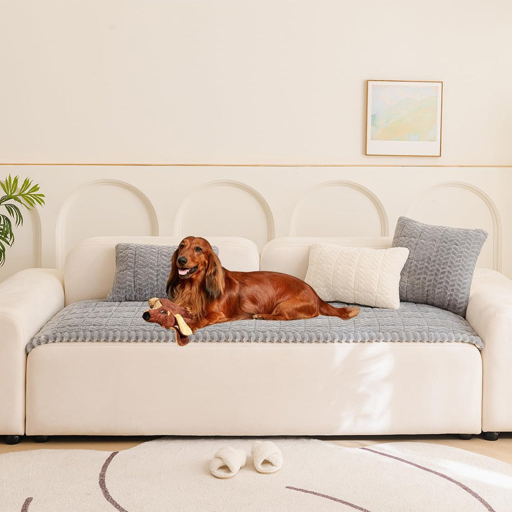 Mitid Sofa Cover Fuzzy Couch Cover for Pet, Couch Covers for Dogs Pets Mat