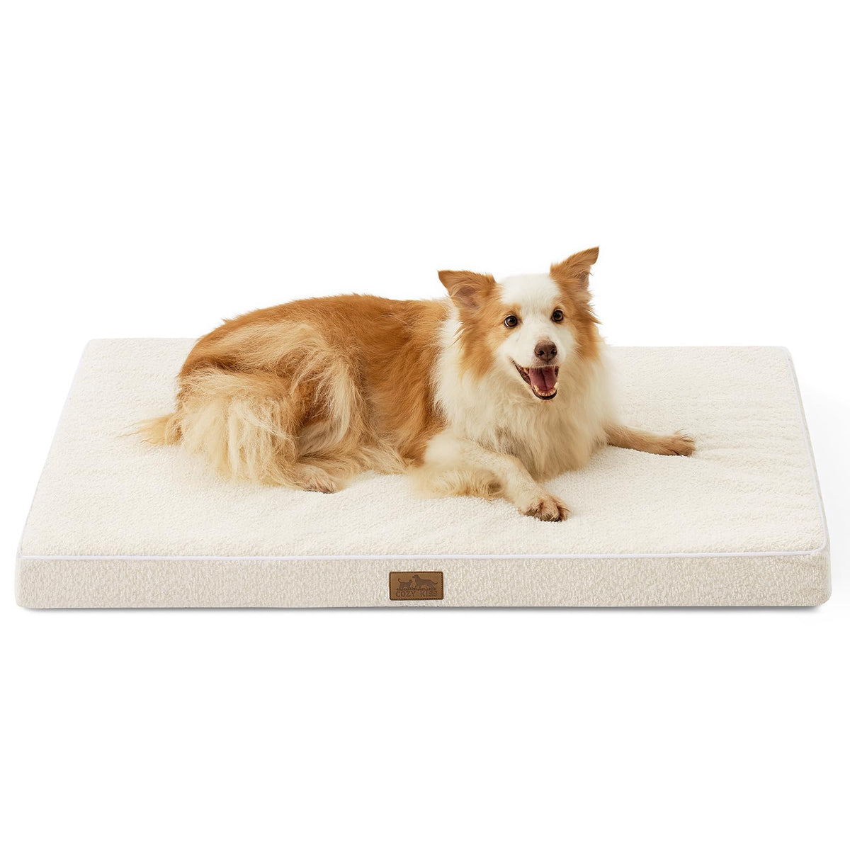COZY KISS Flat Dog Crate Bed Washable for Small Dogs, S 24x16 inch Beige