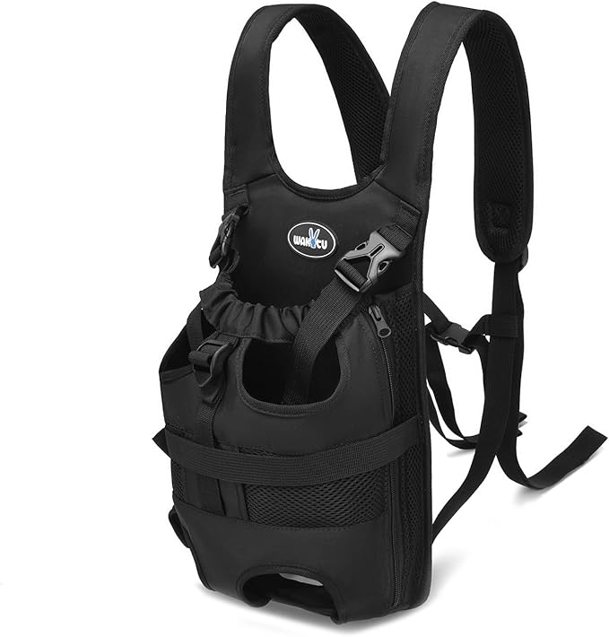 Wakytu Pet Front Dog Carrier Backpacks, Adjustable Dog Backpack Carrier, Comfortable Shoulder Straps, Soft Sponge Cushion, Designed to Fit Pets, S Size, 2-7LB