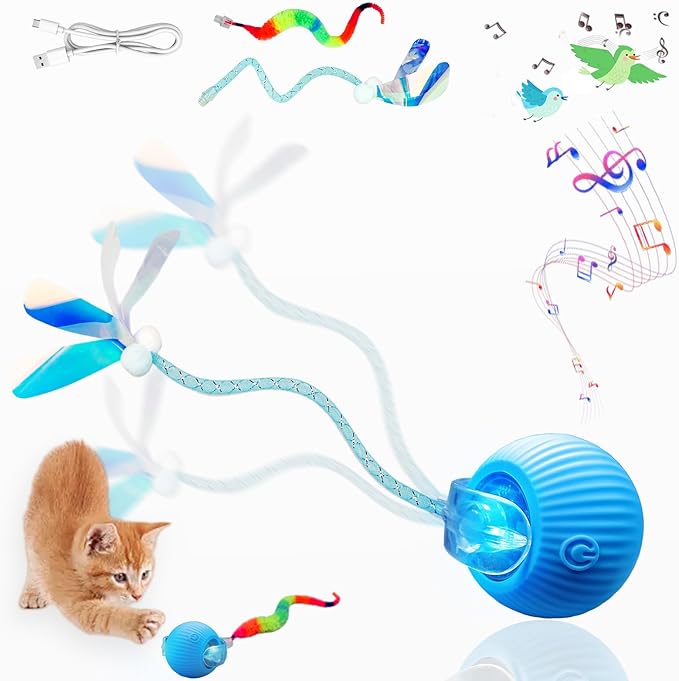 Yaruiguang Speedy Tail 3.0 Interactive Toy Ball, 2 Tails for Cats & Dogs