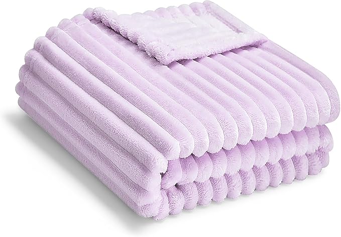 Eonkasp Soft Fleece Baby Blanket Ultra Cozy Baby Blankets for Girls Warm and Lightweight Infant Toddler Newborn Receiving Gift with Reversible Stripes for Crib Stroller, 30x40 Inch, Light Purple