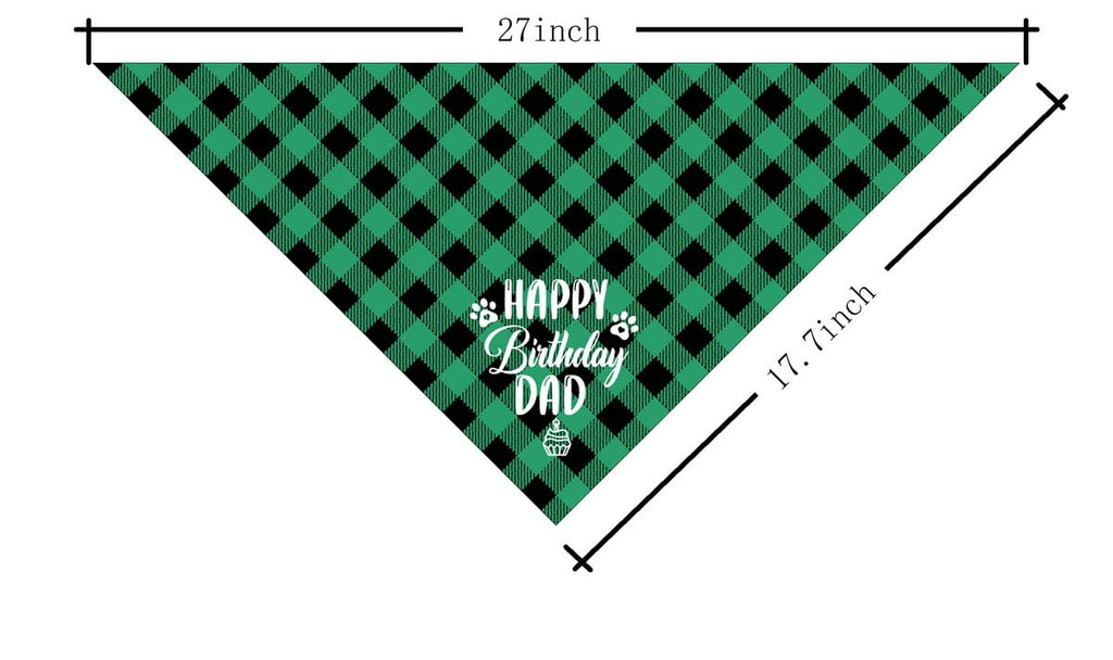 AUII JO DESIGN Dog Bandana, Plaid Geometric Pattern, Comfortable & Breathable, Perfect for Small to Large Dogs, 25*17IN, Unisex, Birthday Dad 03, Flannel, Hand Wash Only