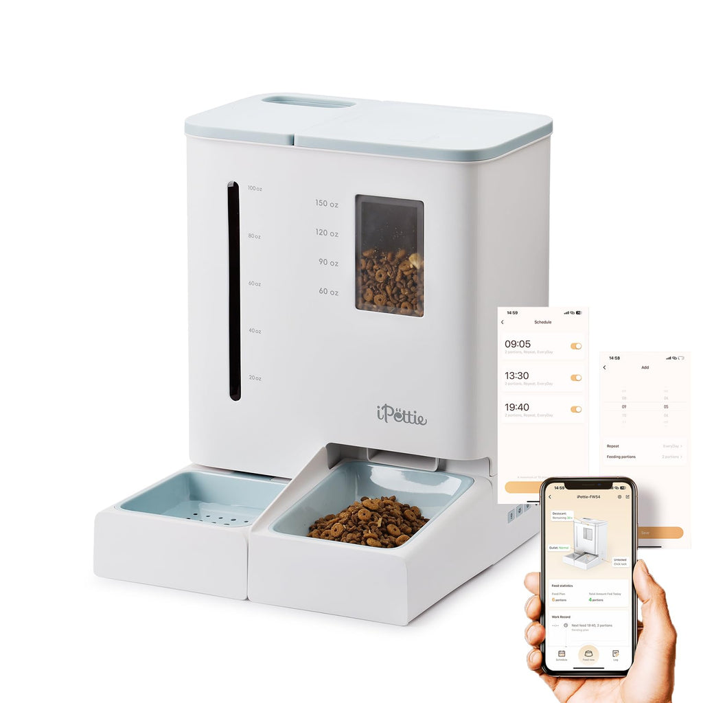 iPettie FW54 5G/2.4GHz WiFi Automatic Feeder and Waterer 2-in-1 Set for Pet