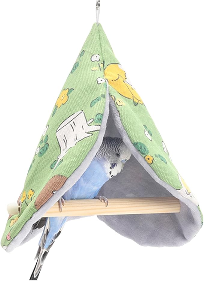 FLAdorepet Bird Hanging Tent Bed Parrot Parakeet Nest with Wooden Perch