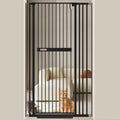 WAOWAO 71" Extra Tall Cat Pet Gate 29.92-37.79" Wide Pressure Mounted Walk Through Swing Auto Close Safety Black Metal Dog Pet Puppy Cat for Indoor Stairs,Doorways