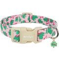 Astdogio St. Patrick's Day Dog Collar,Pink Bow with Lucky Shamrock Puppy Collar,Adjustable Spring Cotton Collars Gifts for Small Medium Large Dogs,Dog Accessories S