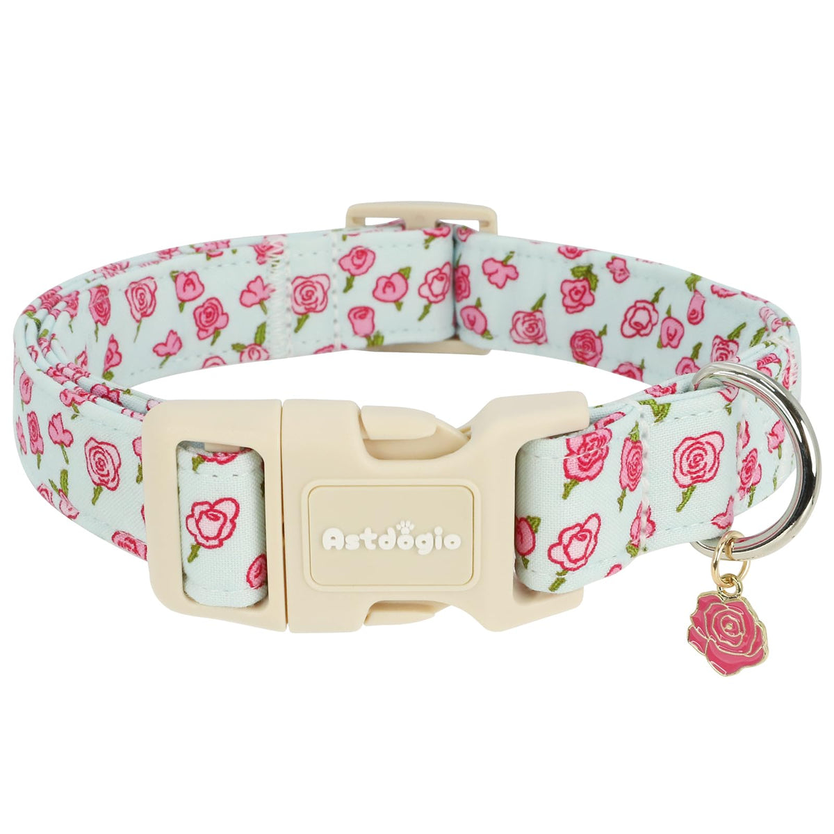 Astdogio Halloween Dog Collar, Fall Dog Collars for Small Dogs, Cute Pink Puppy Collar with Adorable Ghost & Pumpkin Design, Soft Cotton Small Dog Collars Girl Boy Dog Collar-S