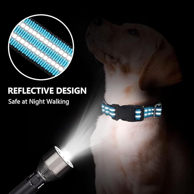 JOYEEIIOO Martingale Dog Collar, Adjustable Nylon Reflective Collar with Quick Release Buckle, No Pull Dog Training Collars for Small Medium Large Dogs (Blue, Extra Large)