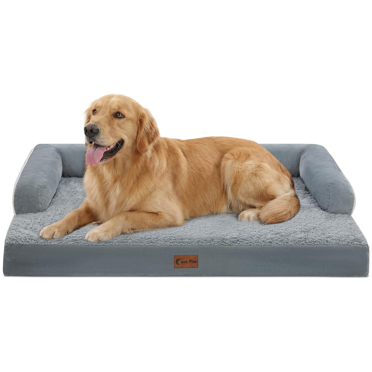 Casa Paw Orthopedic Washable Dog Bed for Extra Large Dogs, 45x35in, Grey