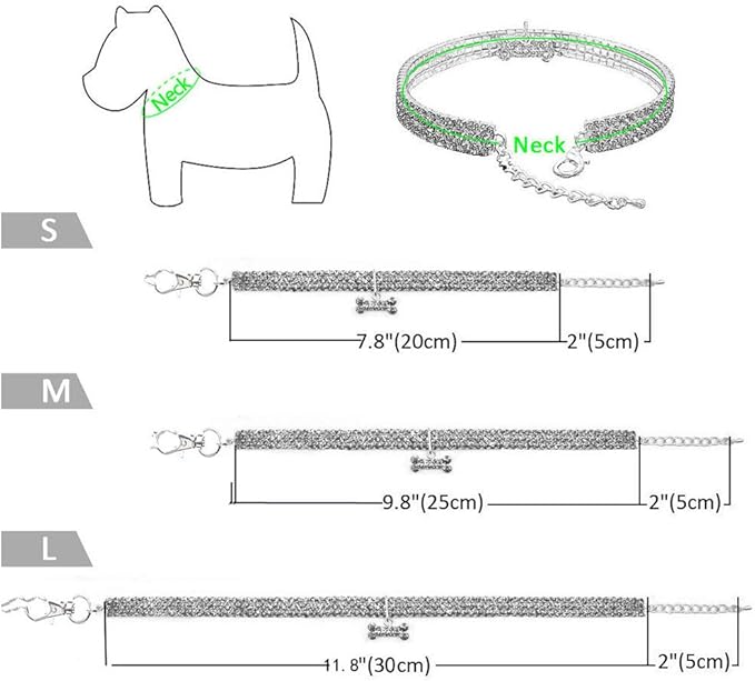 RayMinsino Pet Collar with Diamonds, Adjustable Crystal Diamond Elastic Heart Claw Pendant Wedding cat and Dog Small pet Necklace Jewelry