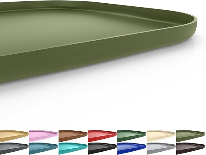 SMILOOL Silicone Pet Feeding Mat with Raised Edge for Food and Water, Dog Bowl Mats, Cat Bowls Placemat with High Lip for Floor Waterproof, Rubber Tray for Cats and Dogs 24 x 16 x 0.8 Dark Grey
