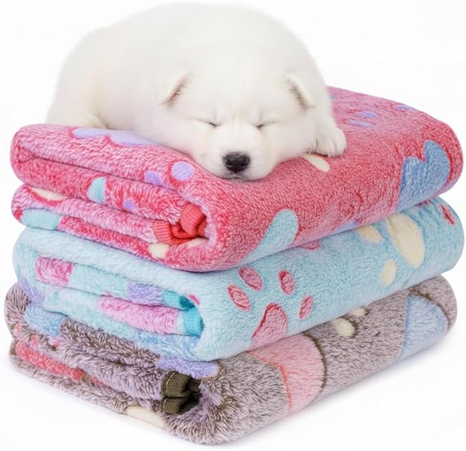 LeapSheep Pet Blankets for Dogs Cats - 3Pack Heart Pattern Super Soft Fluffy Dog Blankets for Small Medium Large Doggy Kitten(Heart, Large)
