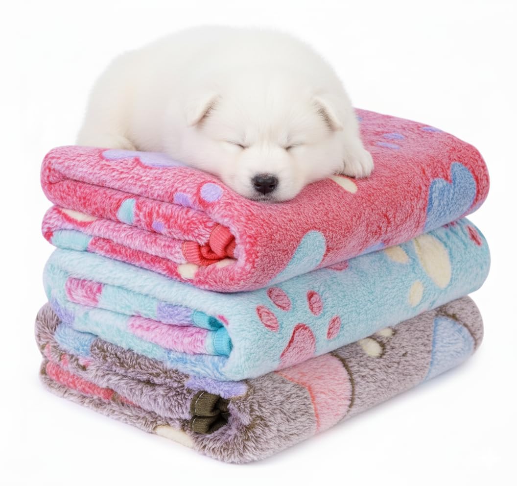 LeapSheep Pet Blankets for Dogs Cats - 3Pack Heart Pattern Super Soft Fluffy Dog Blankets for Small Medium Large Doggy Kitten(Heart, Large)