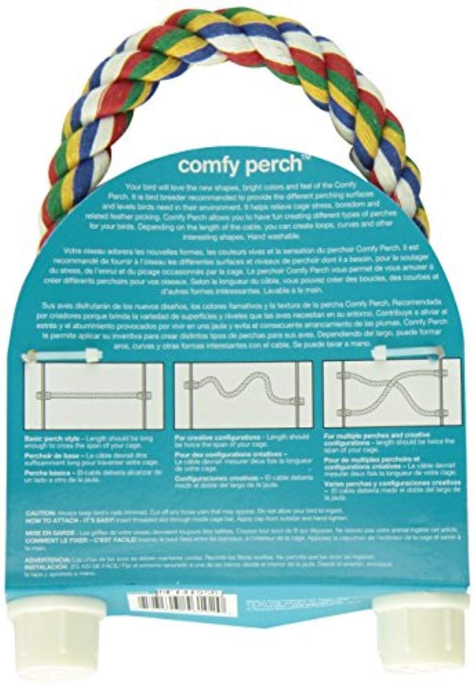 JW Pet Comfy Perch For Birds Flexible Multi-color Rope, Large - 21" Length