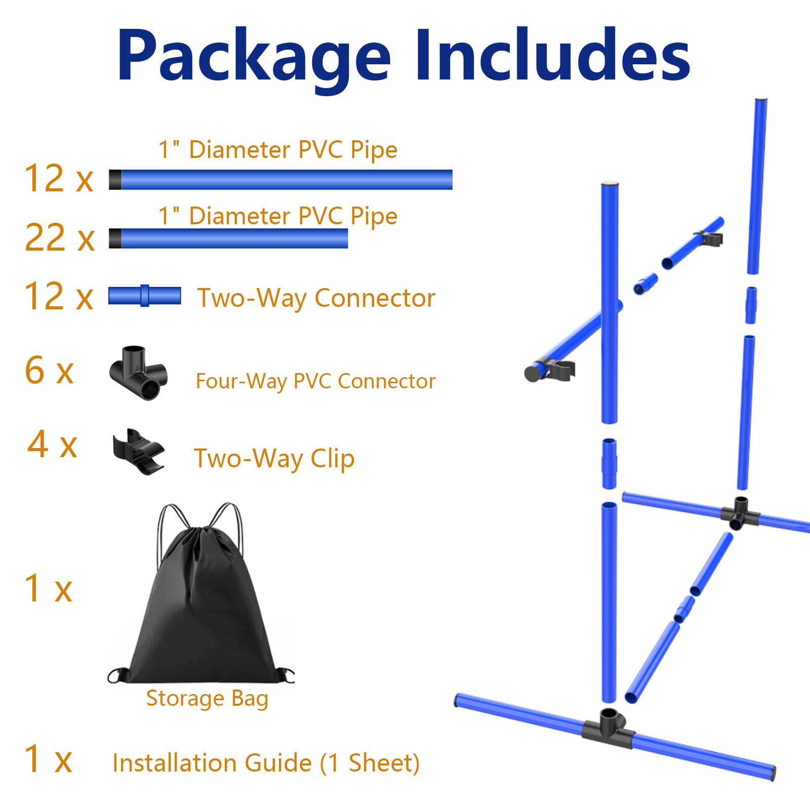 MAICOBI 6 Weave Poles or 2 Hurdle Dog Agility Set, Indoor & Outdoor